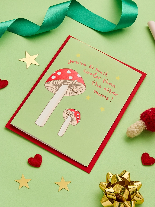 cute Mother's Day card featuring magic mushrooms