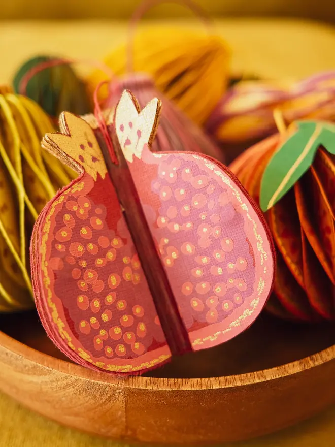 Pomegranate Honeycomb Ornament (Set Of 6)