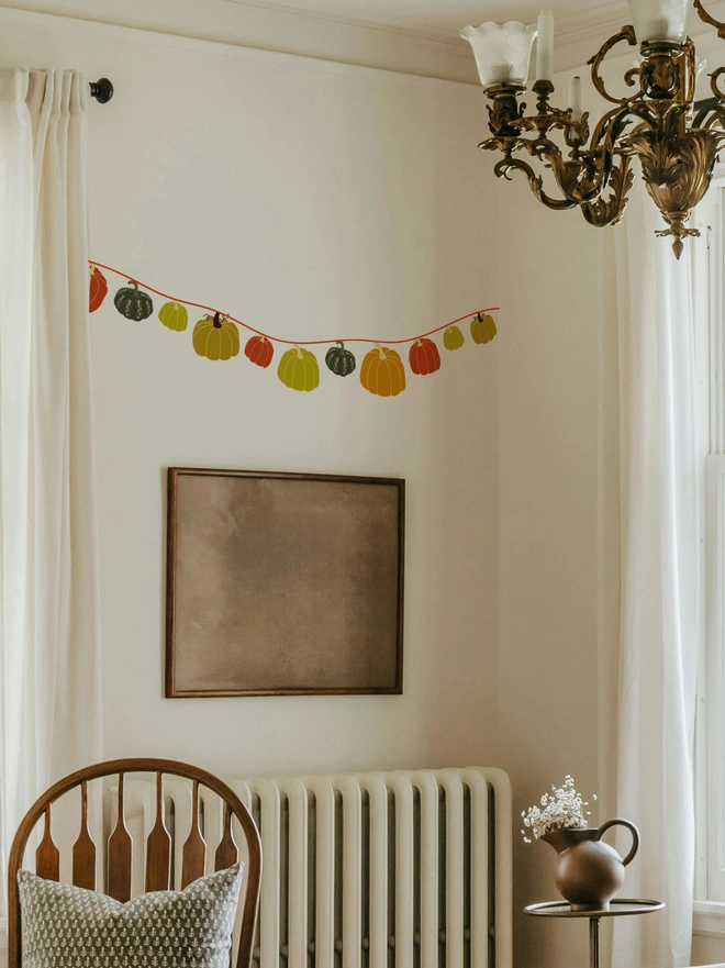halloween bunting wall sticker above a picture in a front room