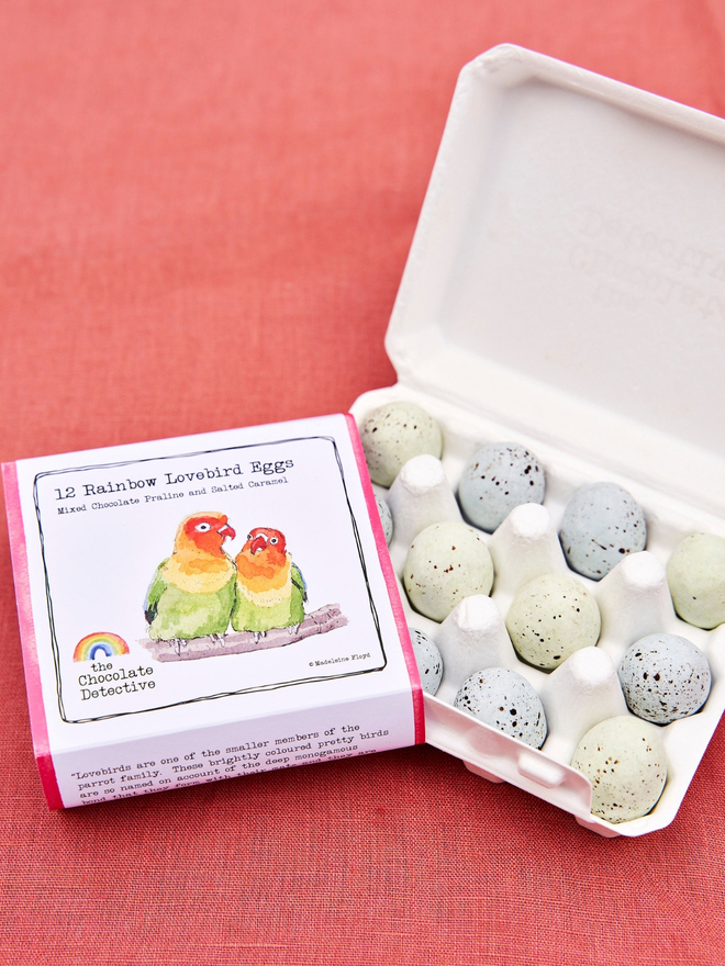 Lovebird chocolate eggs