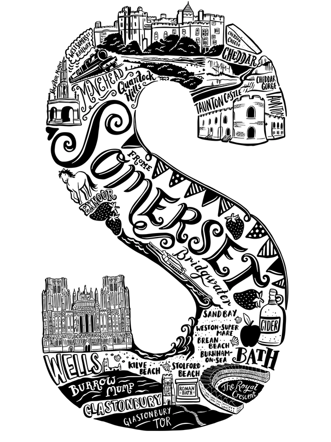 Somerset Monochrome typographic artwork