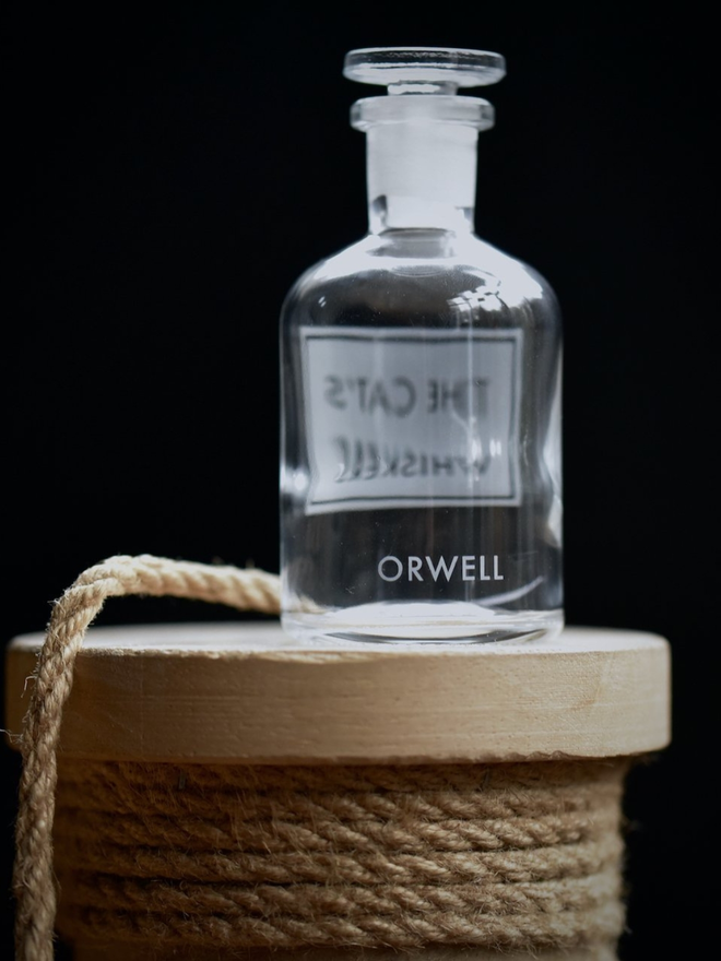 Etched apothecary bottle