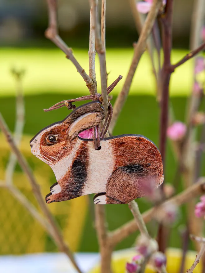 Easter bunny wooden hanging decoration