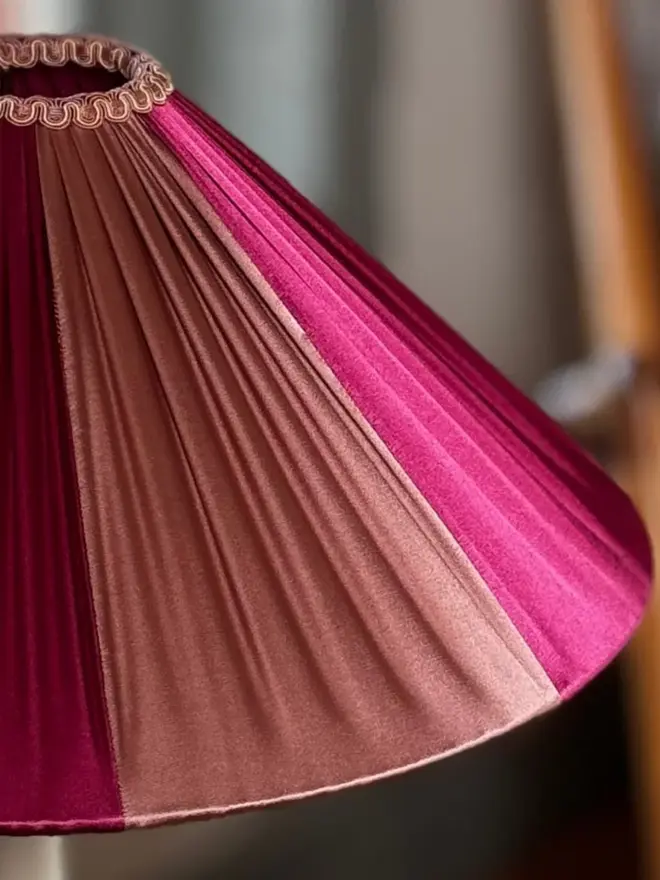 The Stripy Shade - Raspberry & Rose Pleated Lampshade