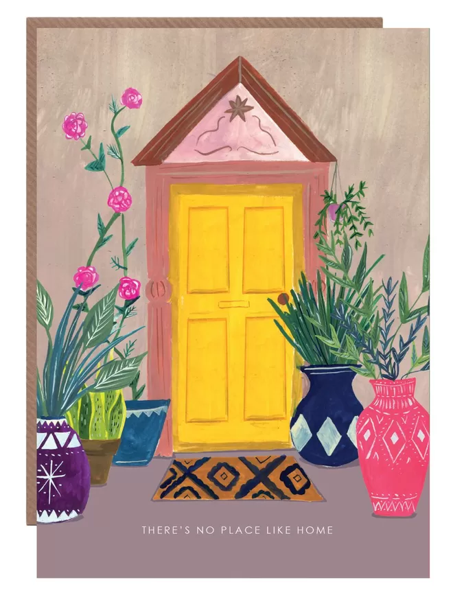 New Home Yellow Door Greetings Card