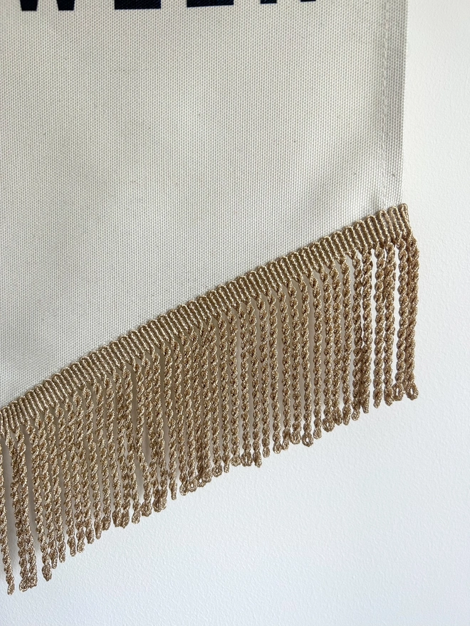 Gold Bullion Fringe Trim on a Happy Halloween Banner