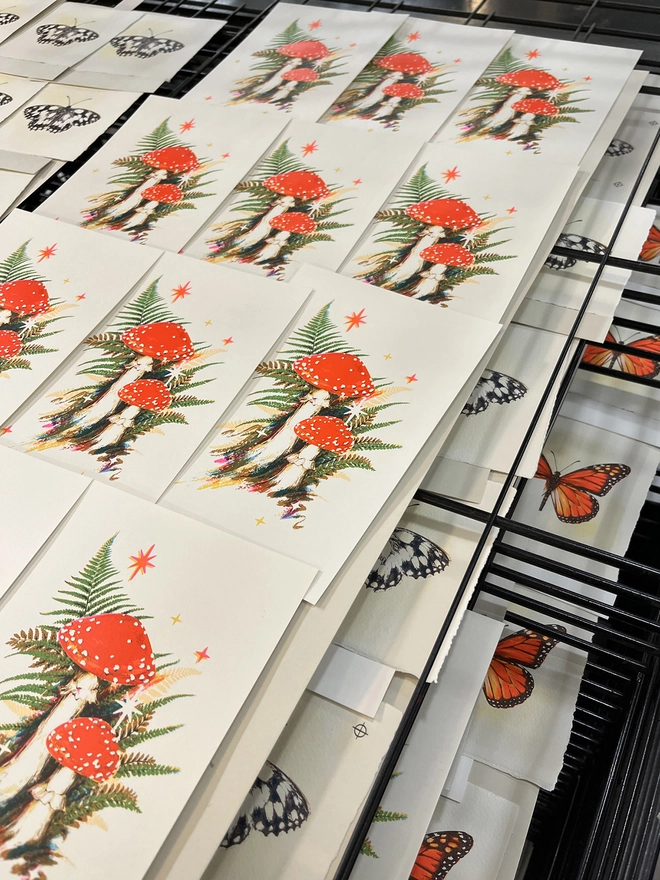 Fly Agaric Mushroom screenprint limited edition small handmade art
