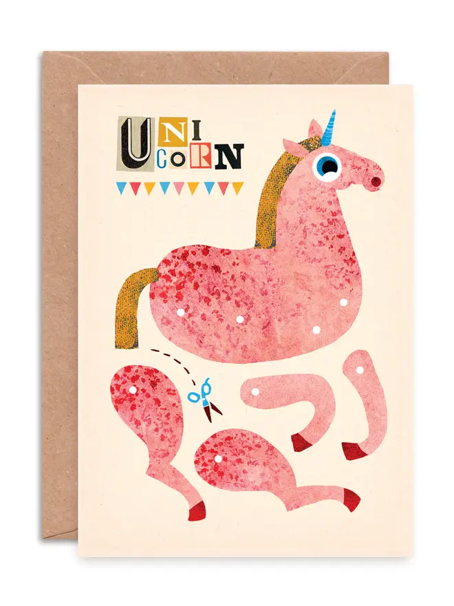 unicorn split pin puppet card