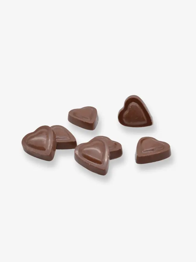 A group of luxury milk chocolate hearts