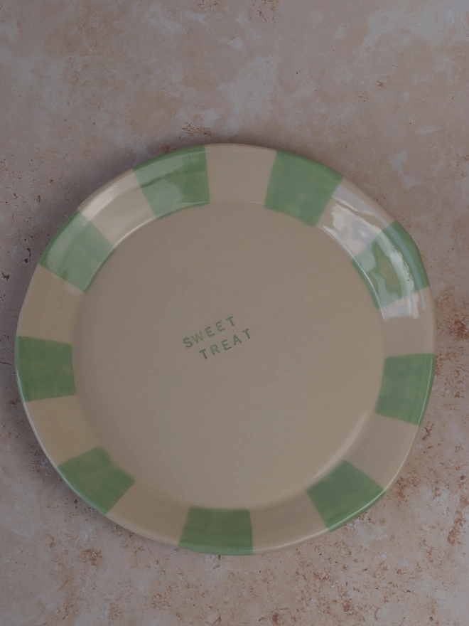 Green striped ceramic Sweet Treat plate