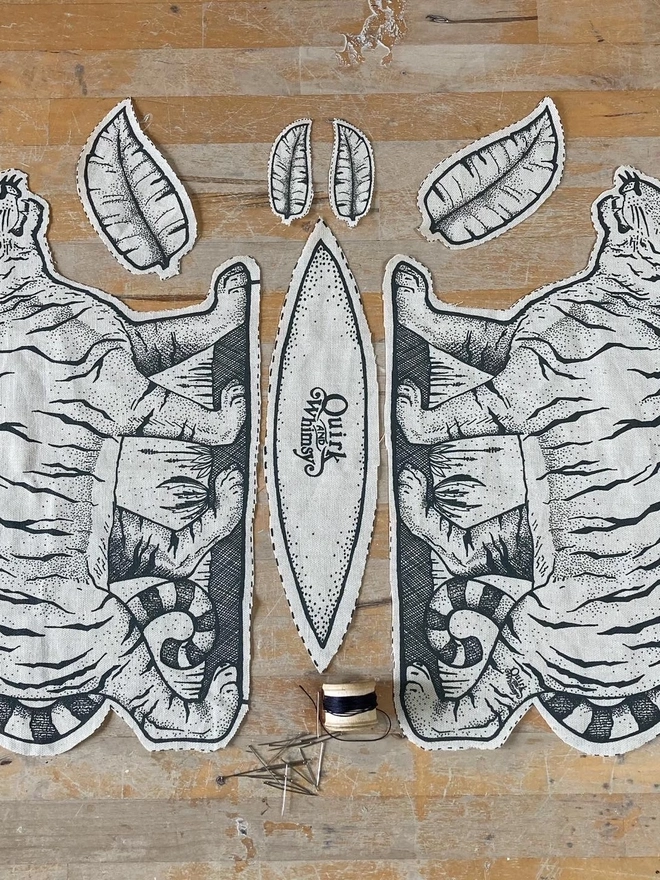 flat lay cut tiger tea towel