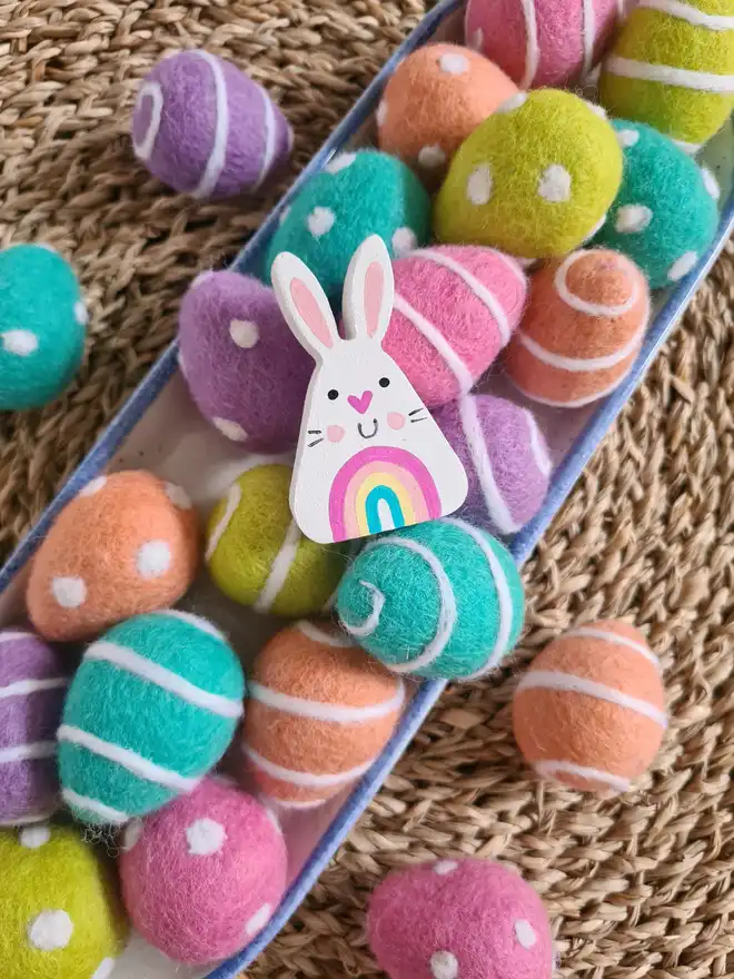 Easter basket decor, felt eggs