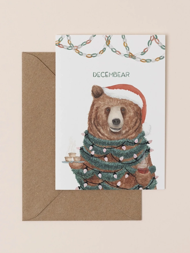 christmas brown bear card