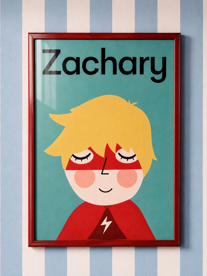 Personalised superhero portrait wall print