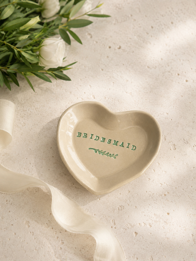 ceramic wedding gift heart trinket dish, jenny hopps pottery
