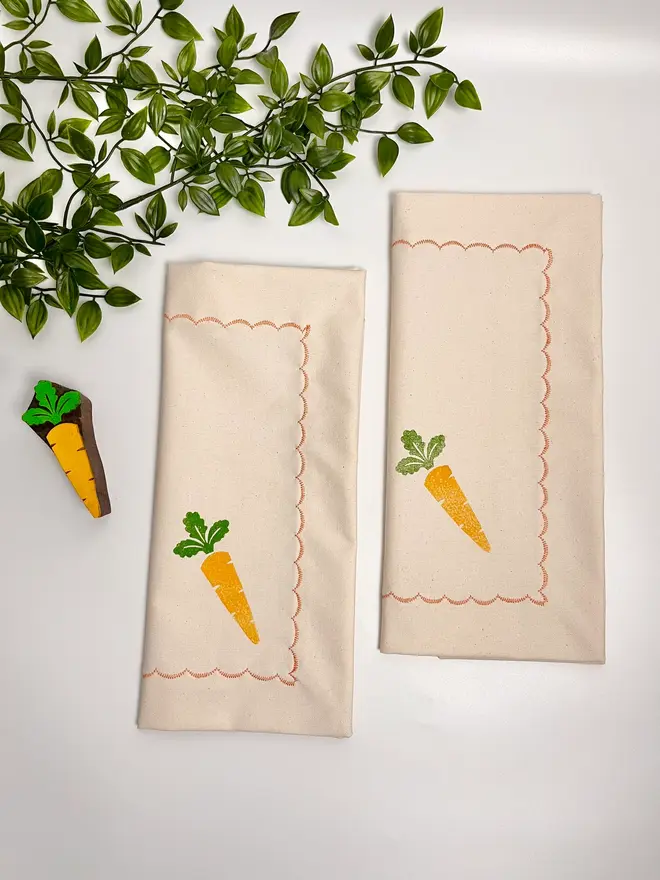 Block Printed Placemats Carrot (Set Of 2)