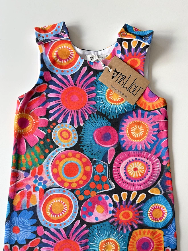 Mega flowers baby romper, fun baby clothes, flowers, bright colourful