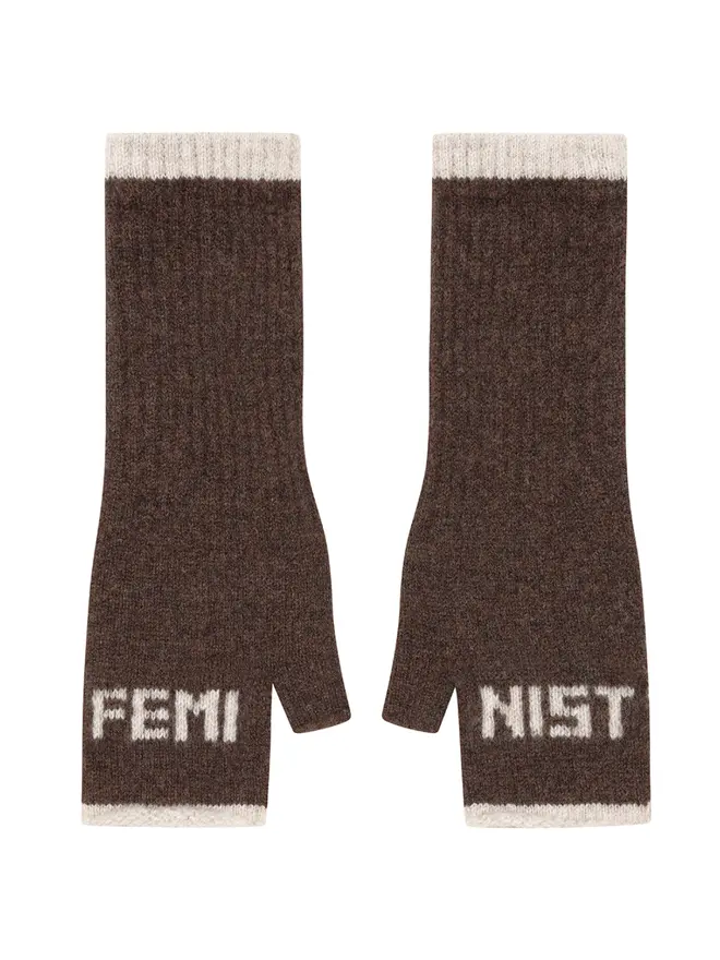 Cut out image of Feminist Mittens in Cocoa & Linen