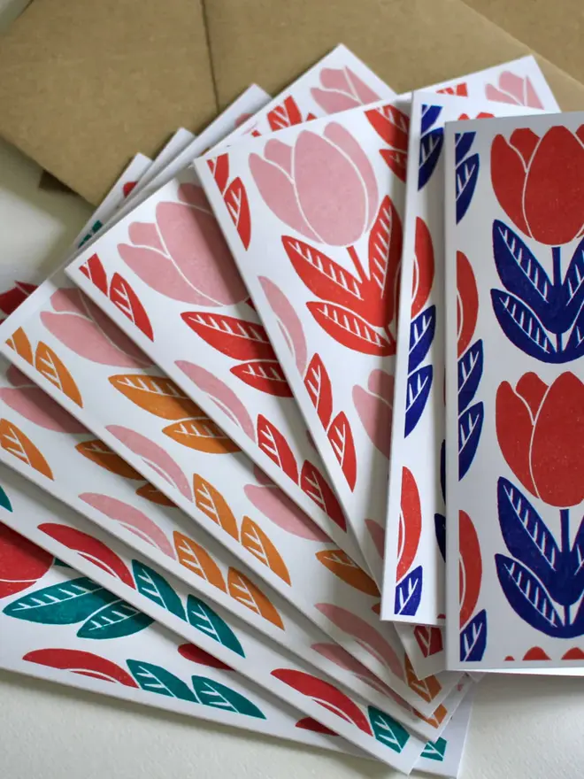tulip print notecard set