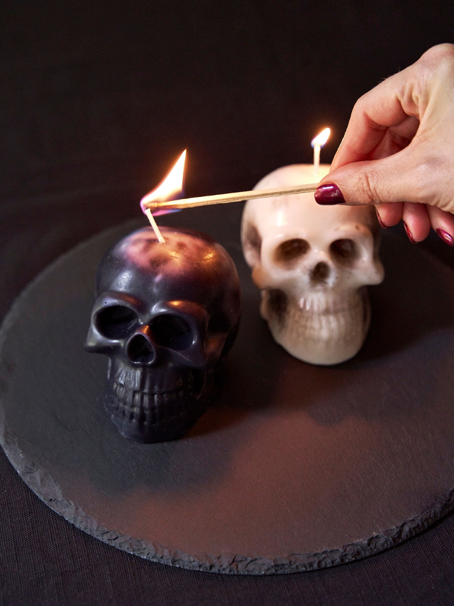 Halloween skull candle