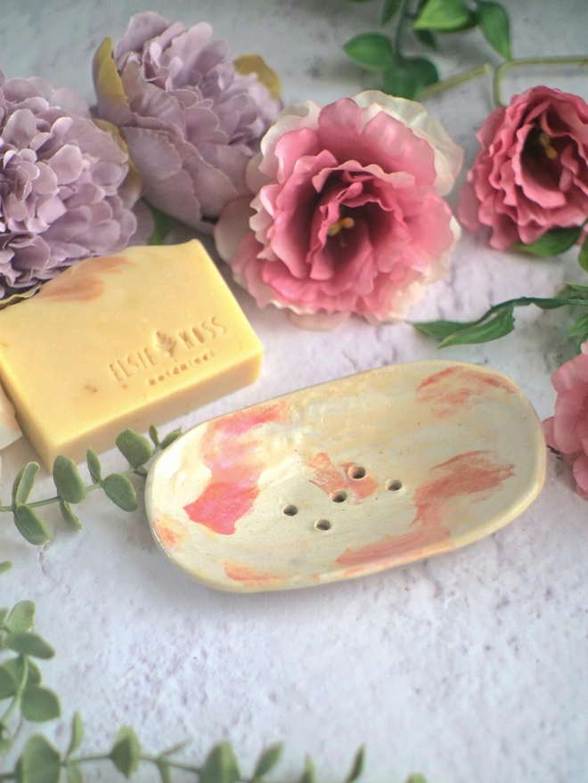 soap dish, ceramic soap dish, pink soap dish, Jenny Hopps Pottery, bathroom gifts, Home gifts, bathroom accessories