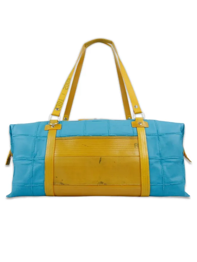 Rescued leather and fire-hose Weekend bag 