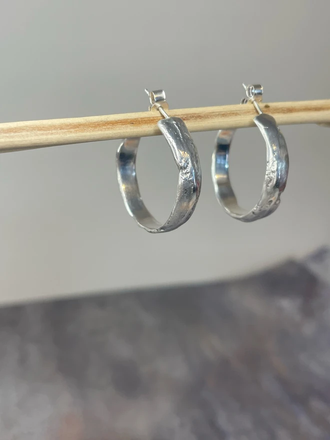 celina c jewellery salisbury handmade recycled sandcast sterling silver statement hoop earrings holly & co