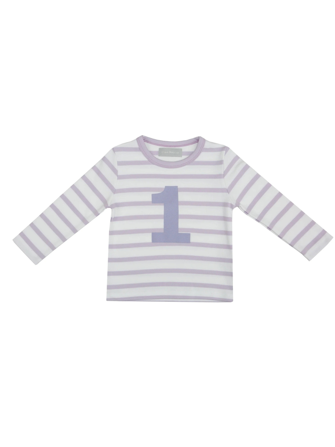 Parma Violet & White Breton Striped Number 1 T Shirt