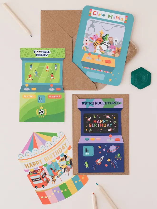 Astro Adventures Arcade Shape Birthday Card