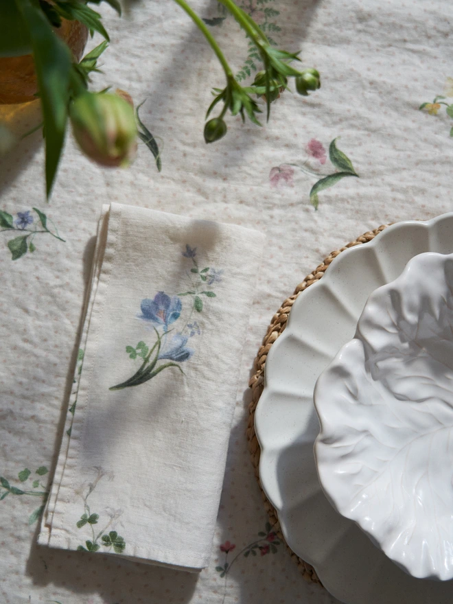 Table laid with spring table linen