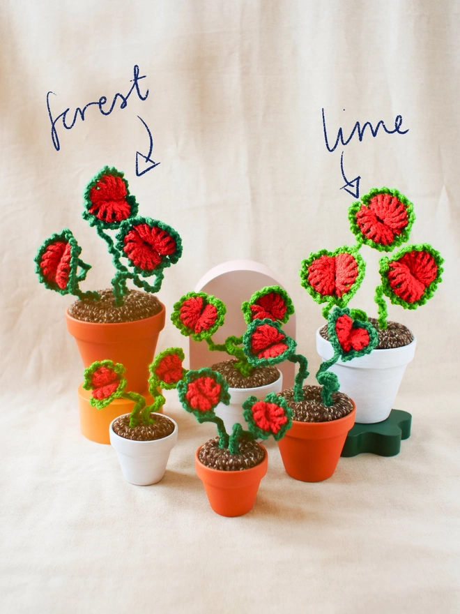 crochet Venus Flytrap in terracotta pot