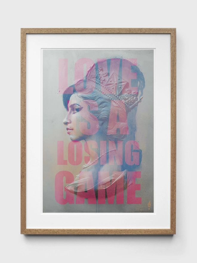 Amy Winehouse Love Is A Losing Game Art Print - Oak Frame