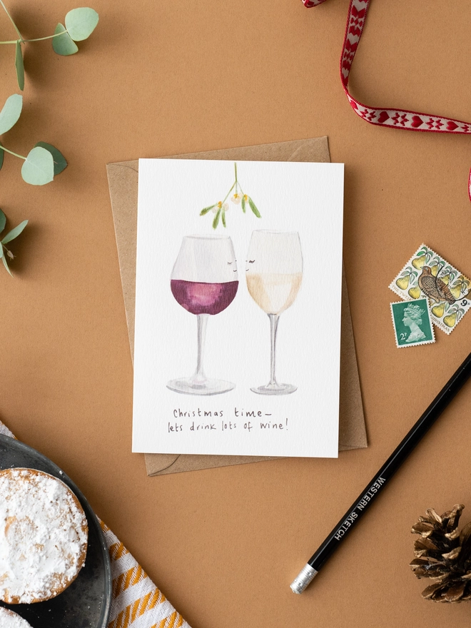 Wine Christmas Card 