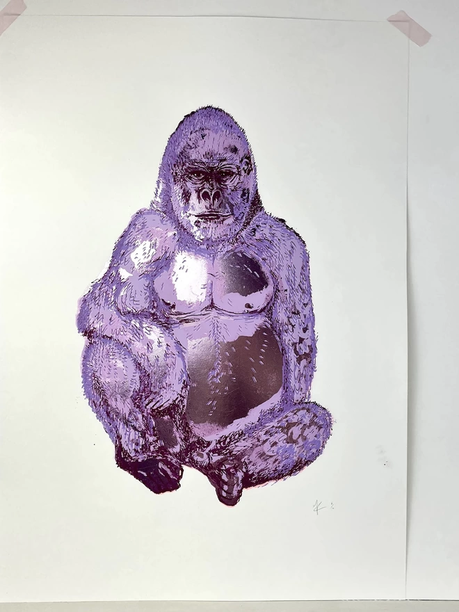 Lilac Gorilla Shiny Screen Print