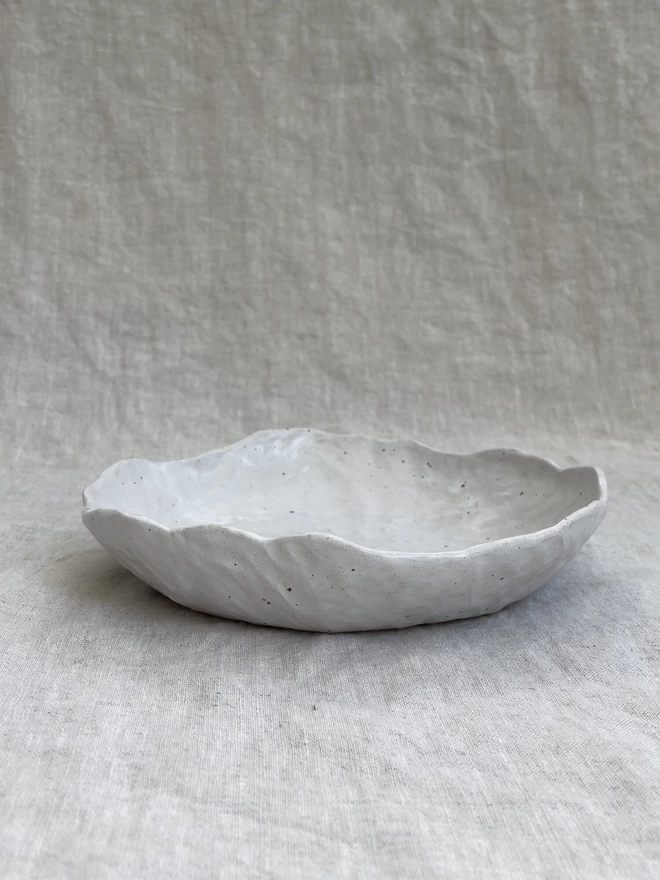 White Flecked Ceramic Pasta Bowl