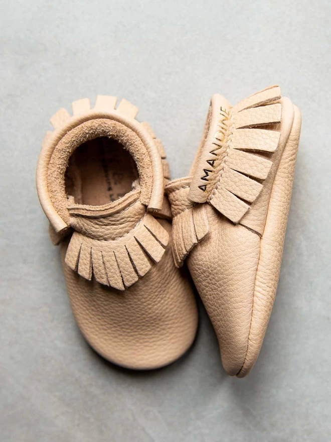 Natural Handmade Leather Baby Moccasins