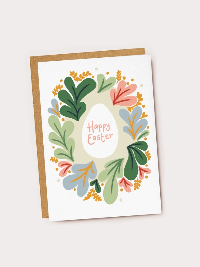 happy easter floral egg card