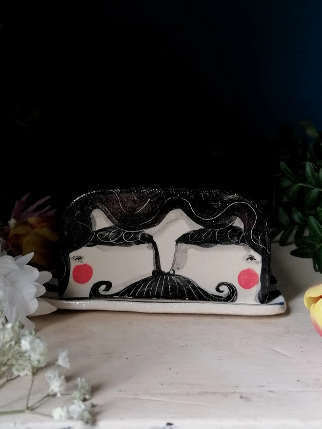 Hector ceramic unique hand painted butter dish