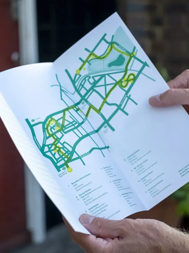 shoreditch to victoria park london walking guide. a paper walking map of east london.