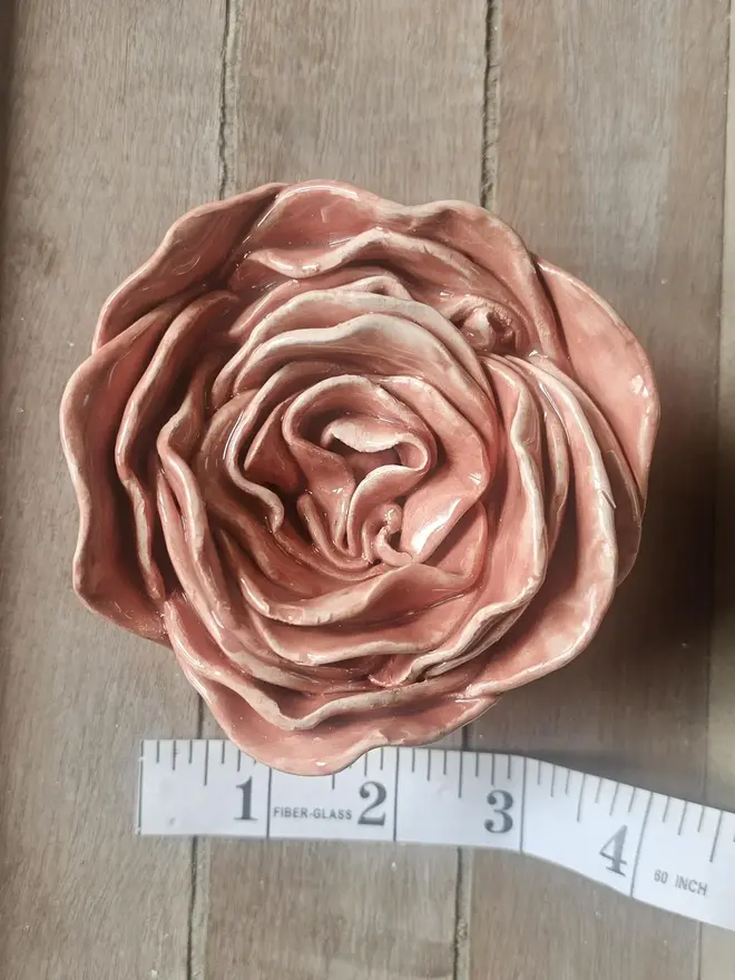 coral pink blush salmon ceramic flower wall art 3d sculpture unique handmade original