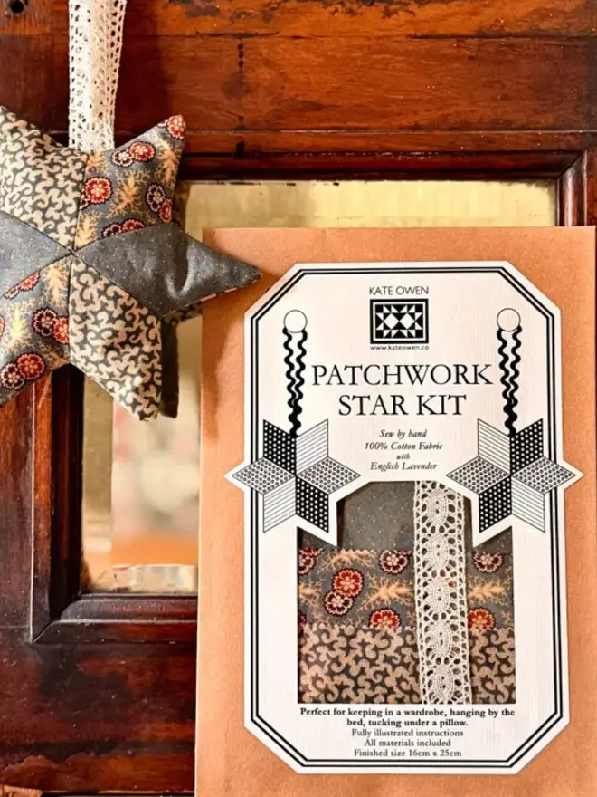 Lavender Patchwork Star Kit, close up. 