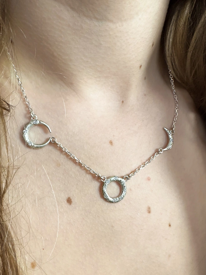 Solar Eclipse Necklace In Sterling Silver 