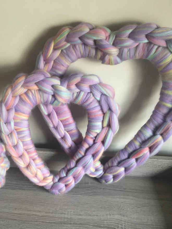 Chunky Knitted Unicorn Merino Heart Wreath Collection