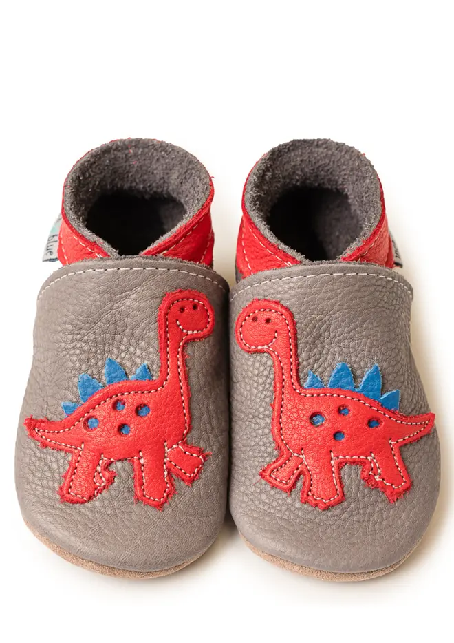 Grey shoe with Red dinosaur