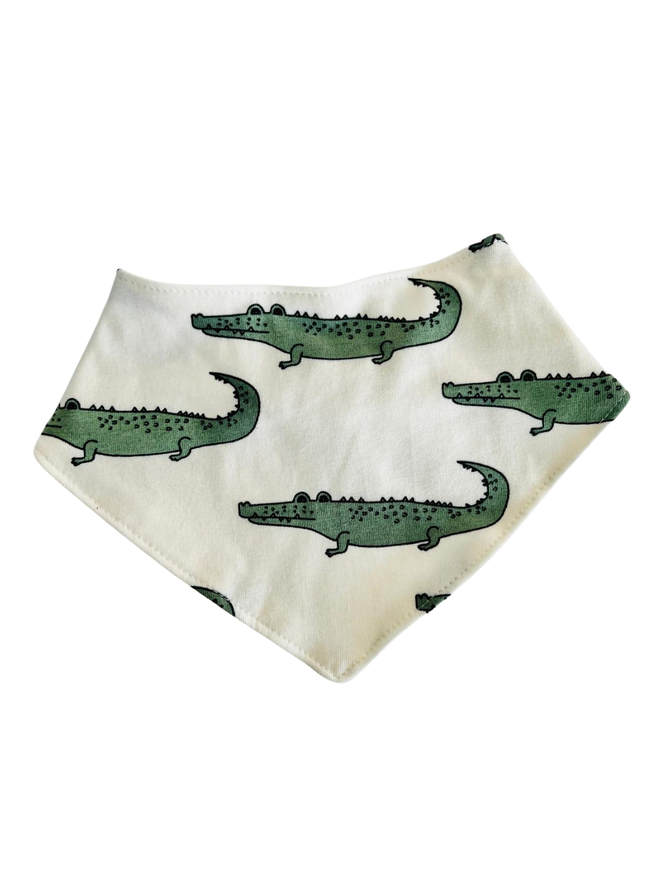 Cream 'Enormous Crocodile' Organic Cotton Baby Bib