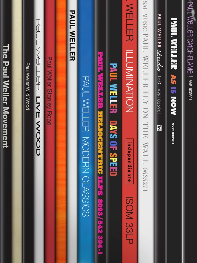 Fine Art print of vinyl records Paul Weller album spines detail