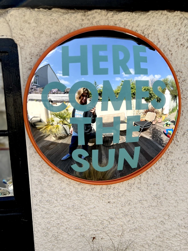 sylvie signs hand painted convex garden mirror