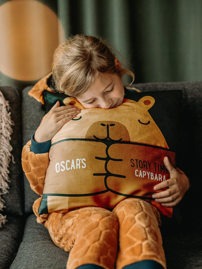 Hug and Fable Capybara Pocket Story Cushion