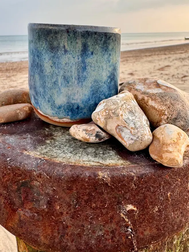 Hand Built Coastal Style Ceramic Tumbler
