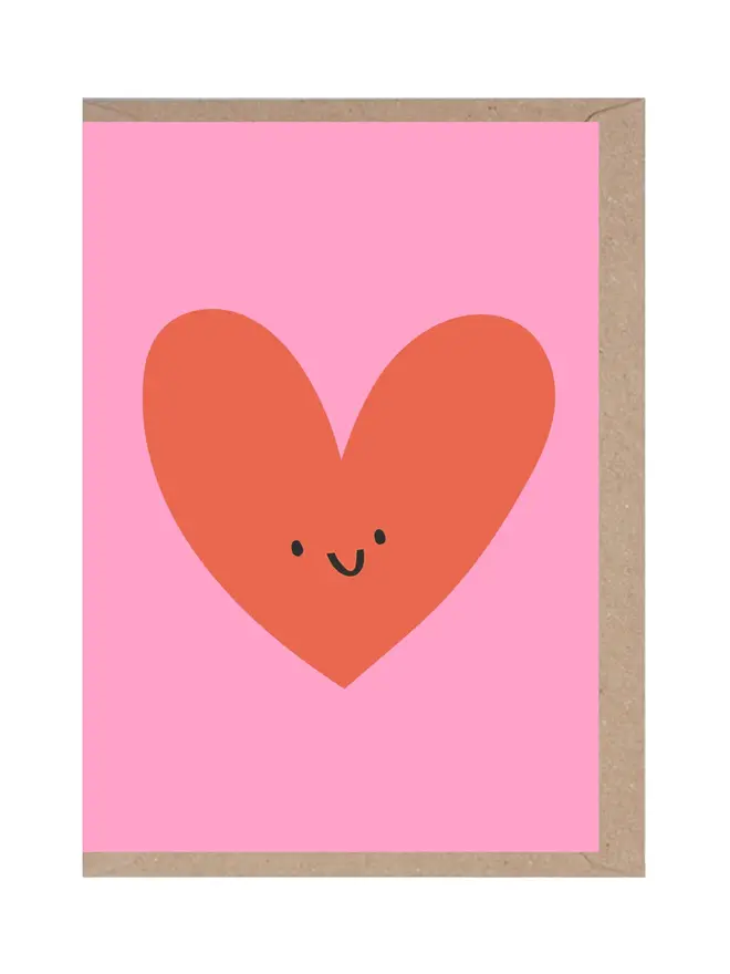 pink and red love heart illustrated greeting card